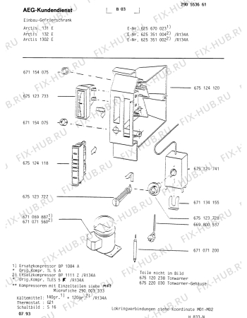 Взрыв-схема холодильника Aeg ARC1302 E - Схема узла Freezer cooling system